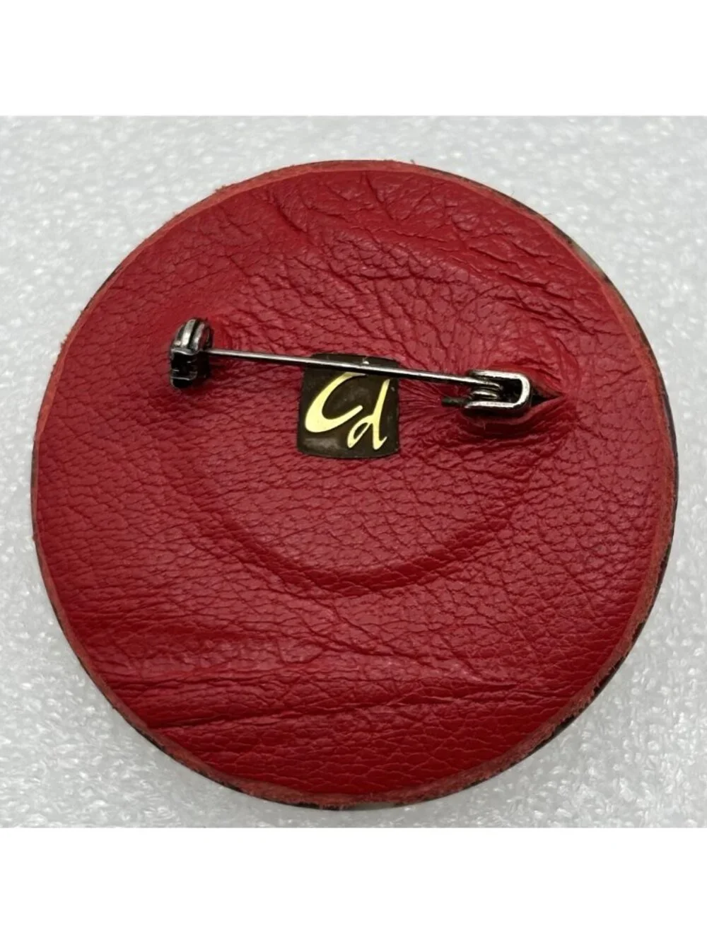 Artisan Crafted Red Jasper Spotted Jasper Stone Brooch of 4 Layers and Signed Cd